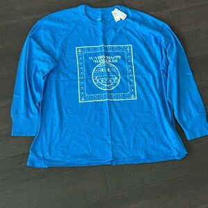 Aerie Blue Hanukkah Long Sleeve Tee for women new with tags